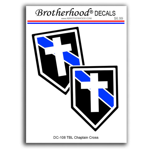 Police Sheriff Thin Blue Line Chaplain's Cross Design Vinyl Decals