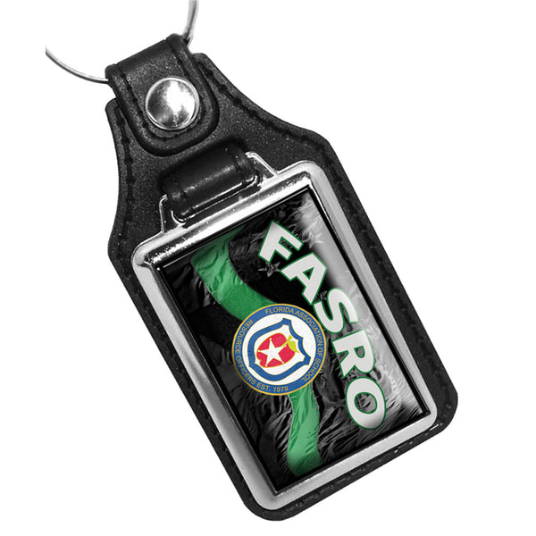 FASRO Thin Green Line Flowing American Flag Leather Key Ring