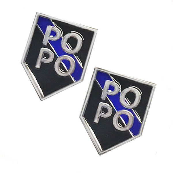 Thin Blue Line Police Sheriff PO PO Firearms - Shield Shape Metal Lapel Pin