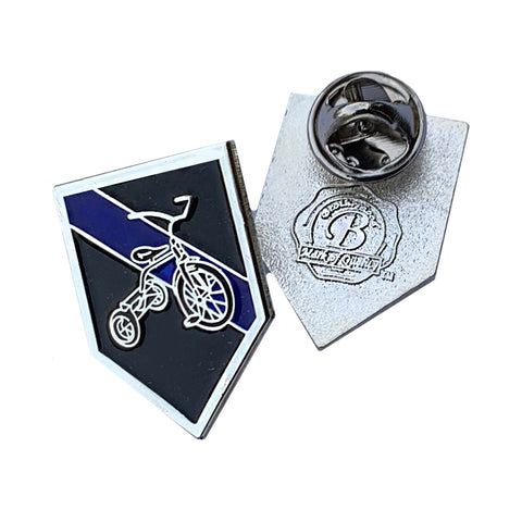 Thin Blue Line Police Sheriff Bicycle Patrol Tricycle - Shield Shape Metal Lapel Pin