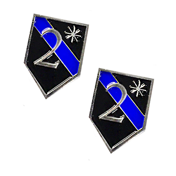 Thin Blue Line Police Sheriff Canine 2* Two Ass To Risk - Shield Shape Metal Lapel Pin