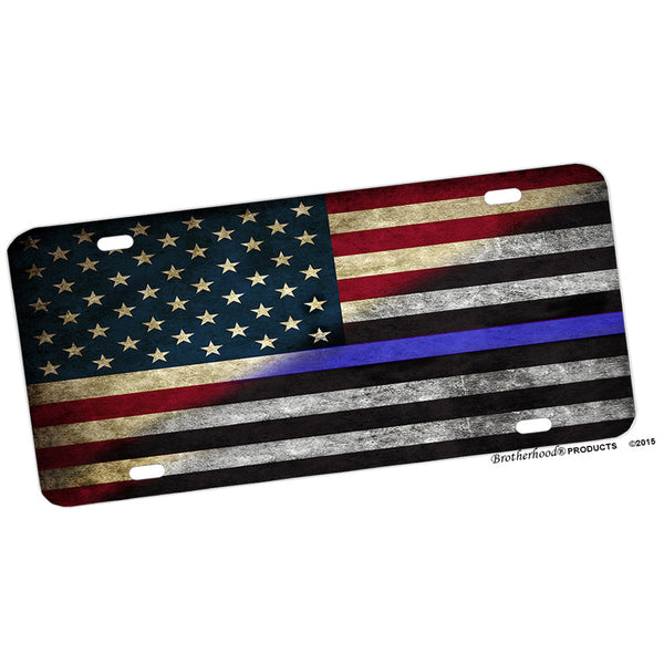 Thin Blue Line Red White Blue American Flag Aluminum License Plate