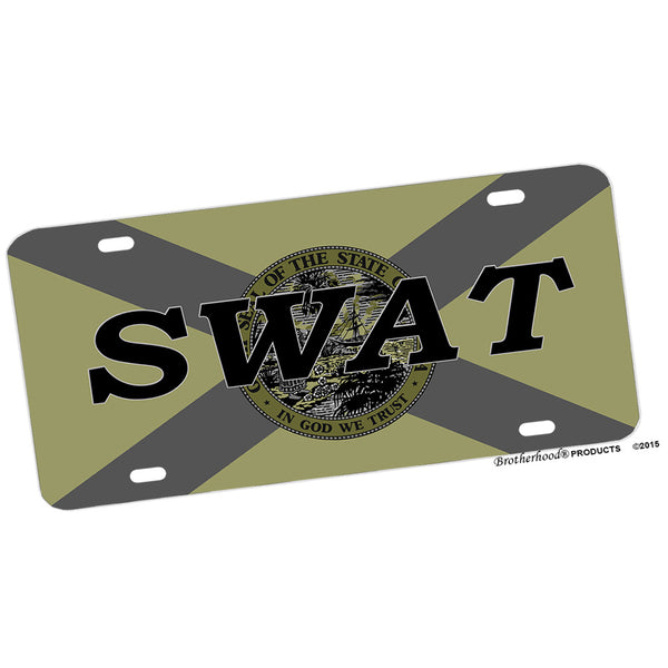 Subdued Florida State Flag SWAT Design Aluminum License Plate