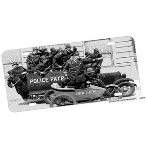 Keystone Cops Patrol Car & Motorcycle Design Aluminum License Plate