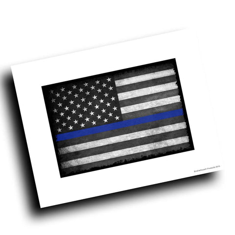 Thin Blue Line American Flag Law Enforcement 8x10 Color Print
