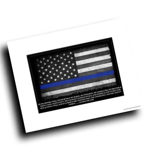 Thin Blue Line American Flag Oath of Office 8x10 Color Print