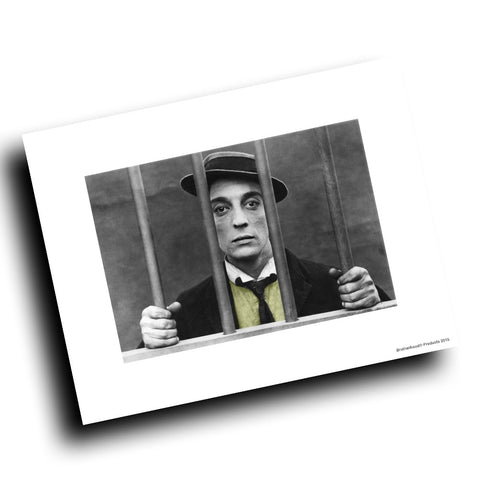 1920's Buster Keaton Behind Bars Vintage Design 8x10 Color Print