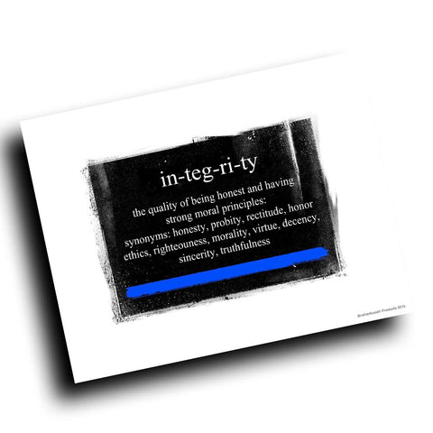 Thin Blue Line Definition of Integrity Abstract Design 8x10 Color Print