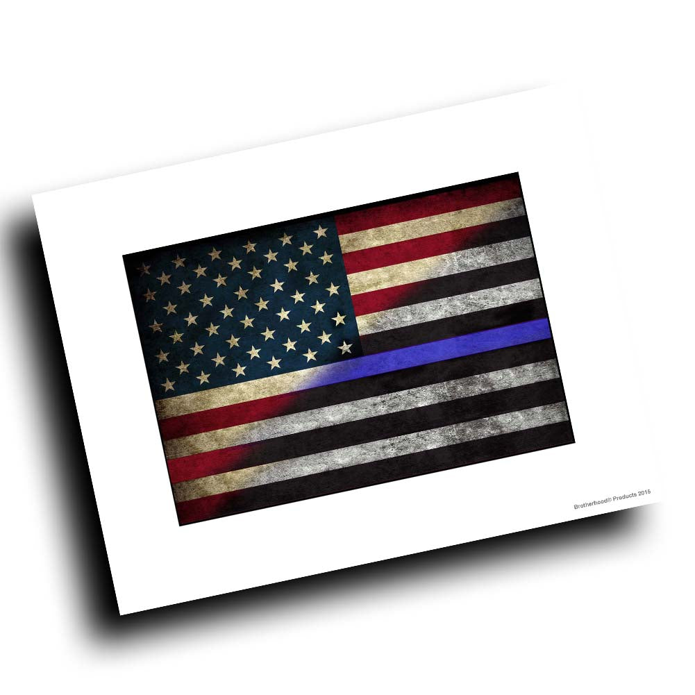 Law Enforcement Thin Blue Line American Flag Design 8x10 Color Print