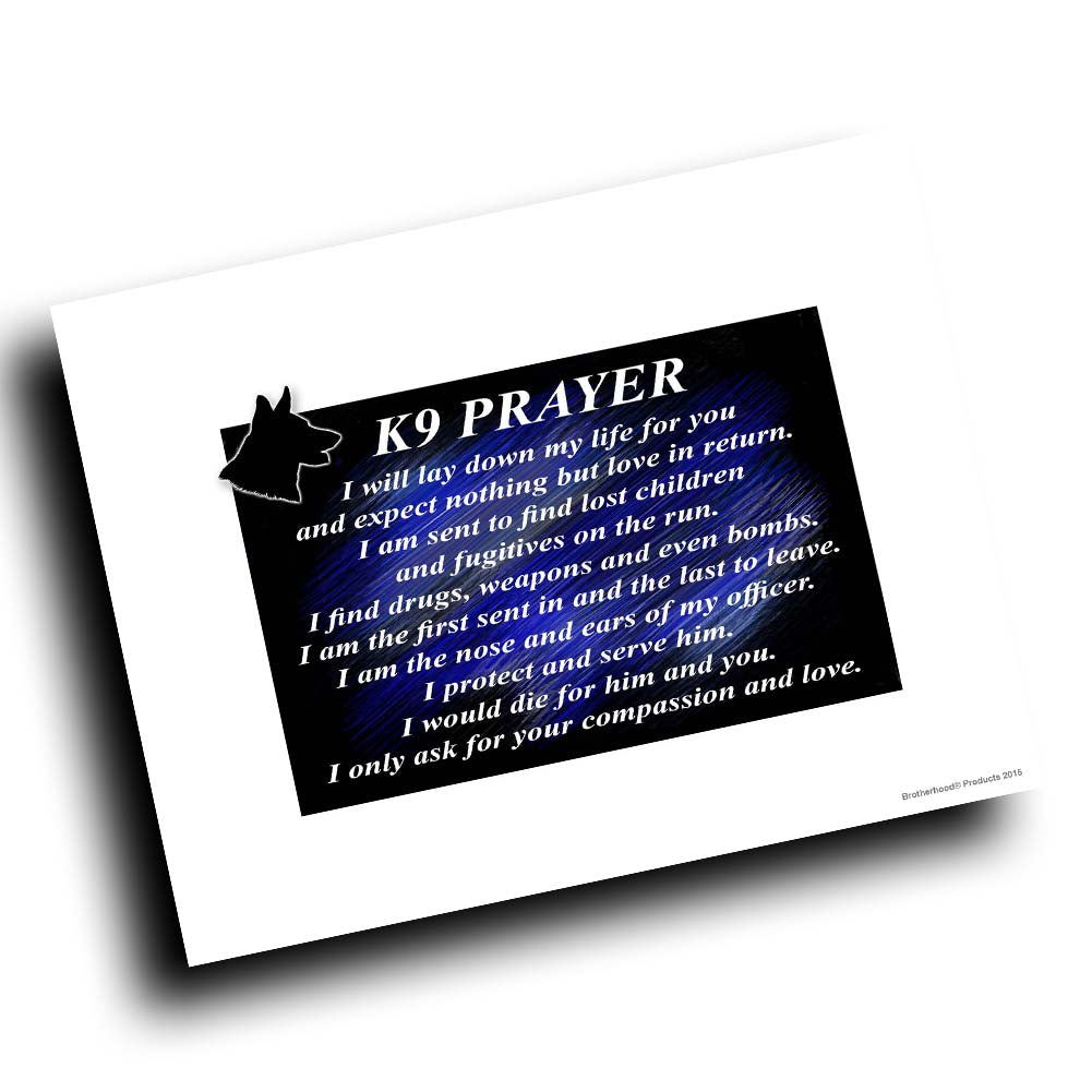 Thin Blue Line Police Sheriff K9 Prayer Design 8x10 Color Print