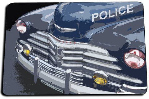 Two Door Mats - Old Chevrolet Police Squad Car