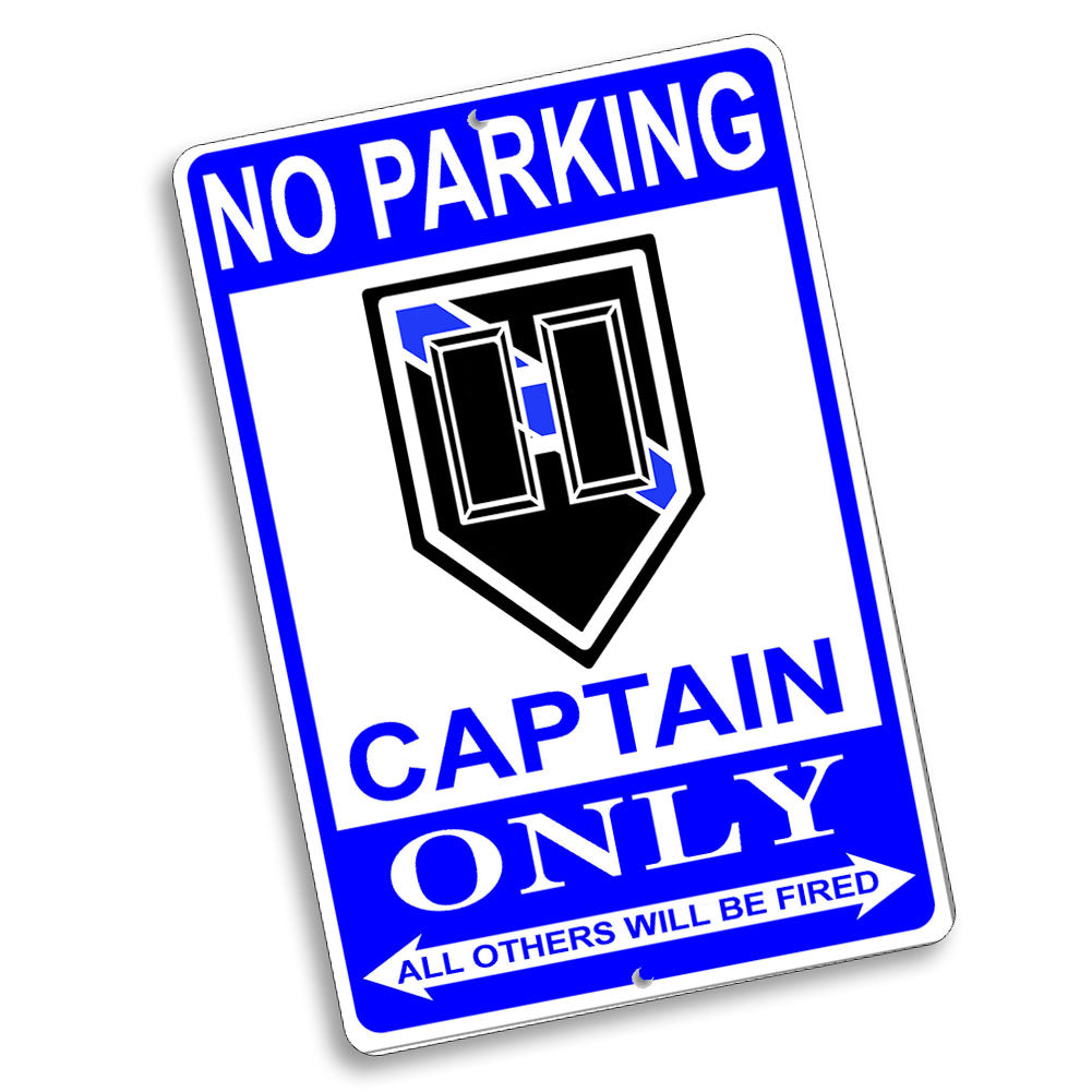No Parking Captain Only Rank Design 12x8 Inch Aluminum Sign