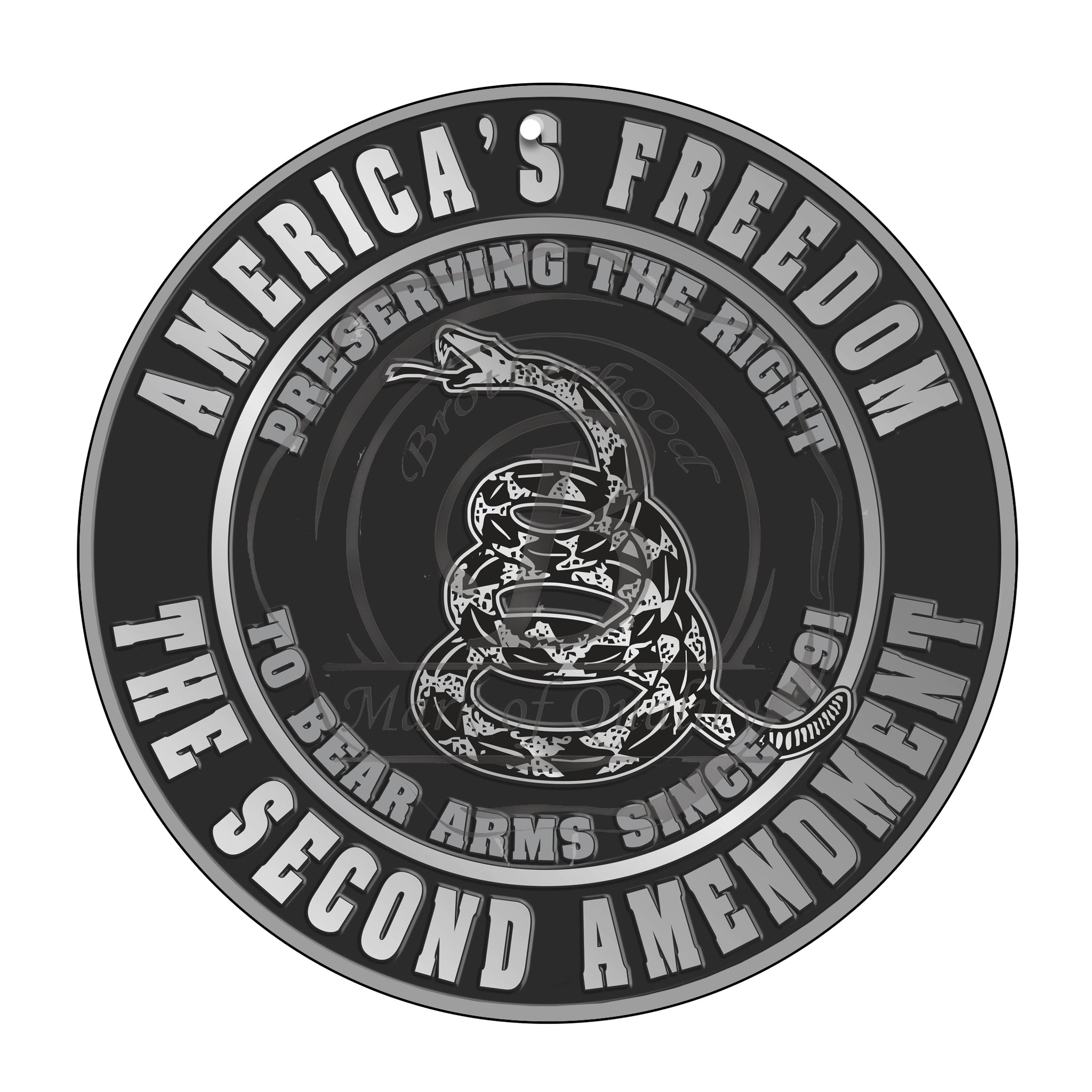 America's Freedom Preserving the Right To Bear Arms 11.75" Aluminum Circle Sign