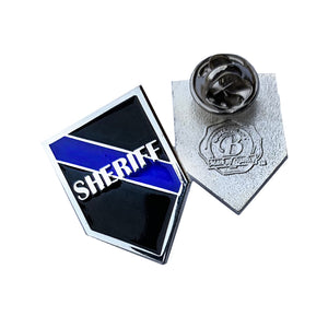 Thin Blue Line Sheriff Shield Shape Metal Lapel Pin